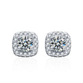 Square Moissanite Stud Earrings in 925 Sterling Silver
