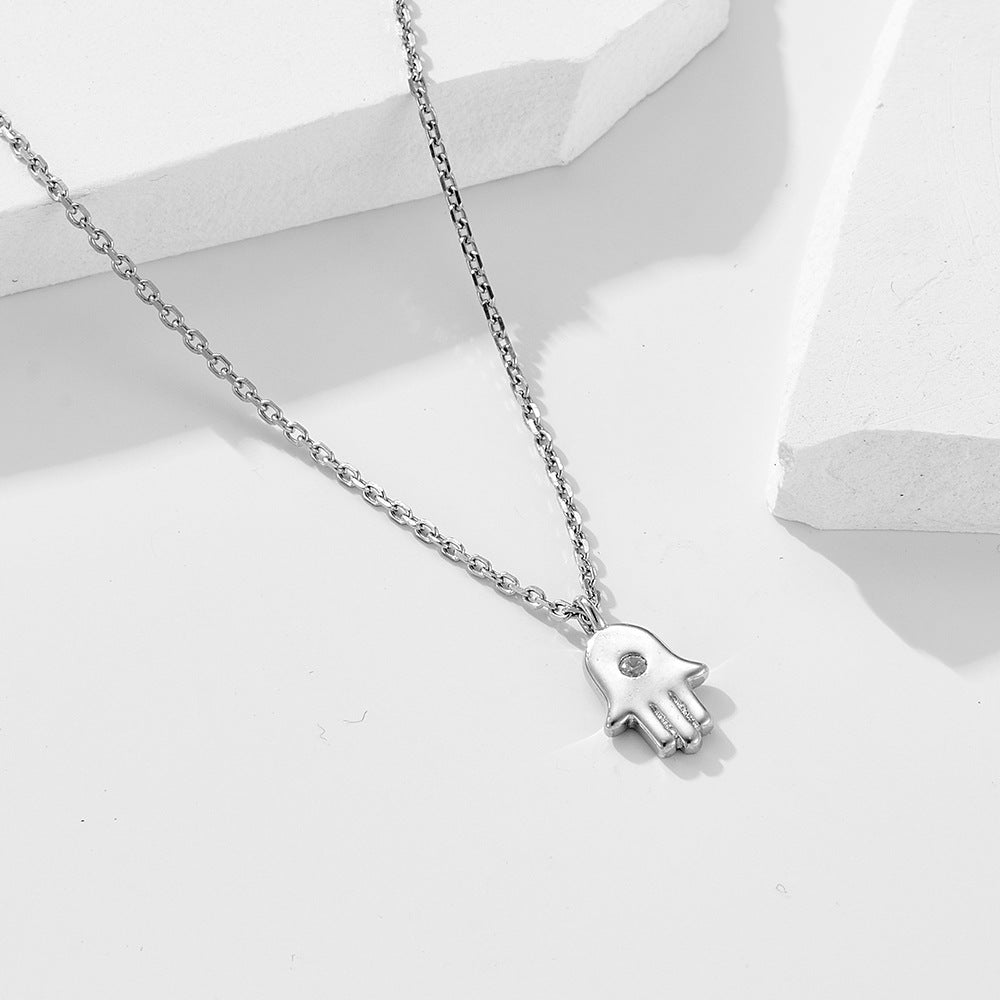 S925 Sterling Silver Creative Evil Palm Zircon Inlaid Necklace