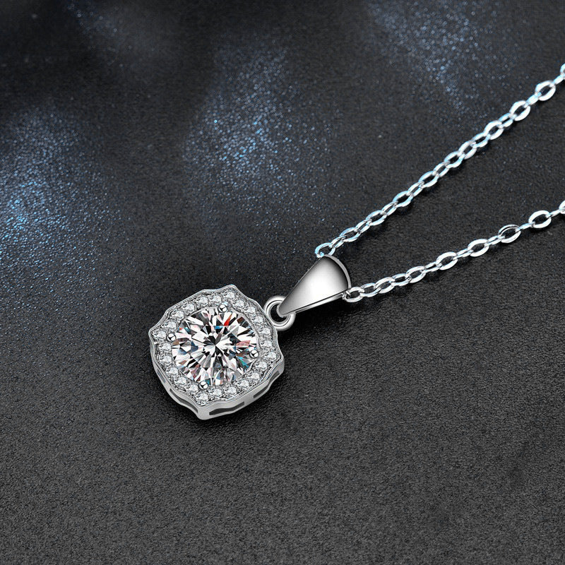 S925 Sterling Silver Square Moissanite Pendant Necklace