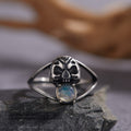 S925 Sterling Silver Halloween Thai Silver Skull Open Ring