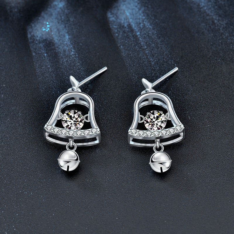 Christmas Earrings Mosan Diamond 925 sterling silver Bell Earrings