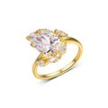 S925 Sterling Silver Drop Moissanite Ring Corolla Shaped Engagement Ring
