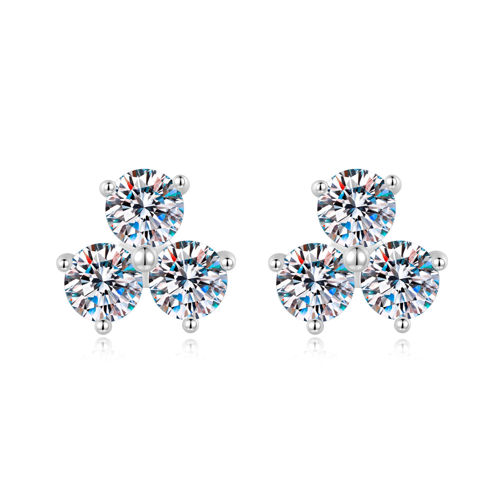 S925 Silver Moissanite Clover Stud Earrings