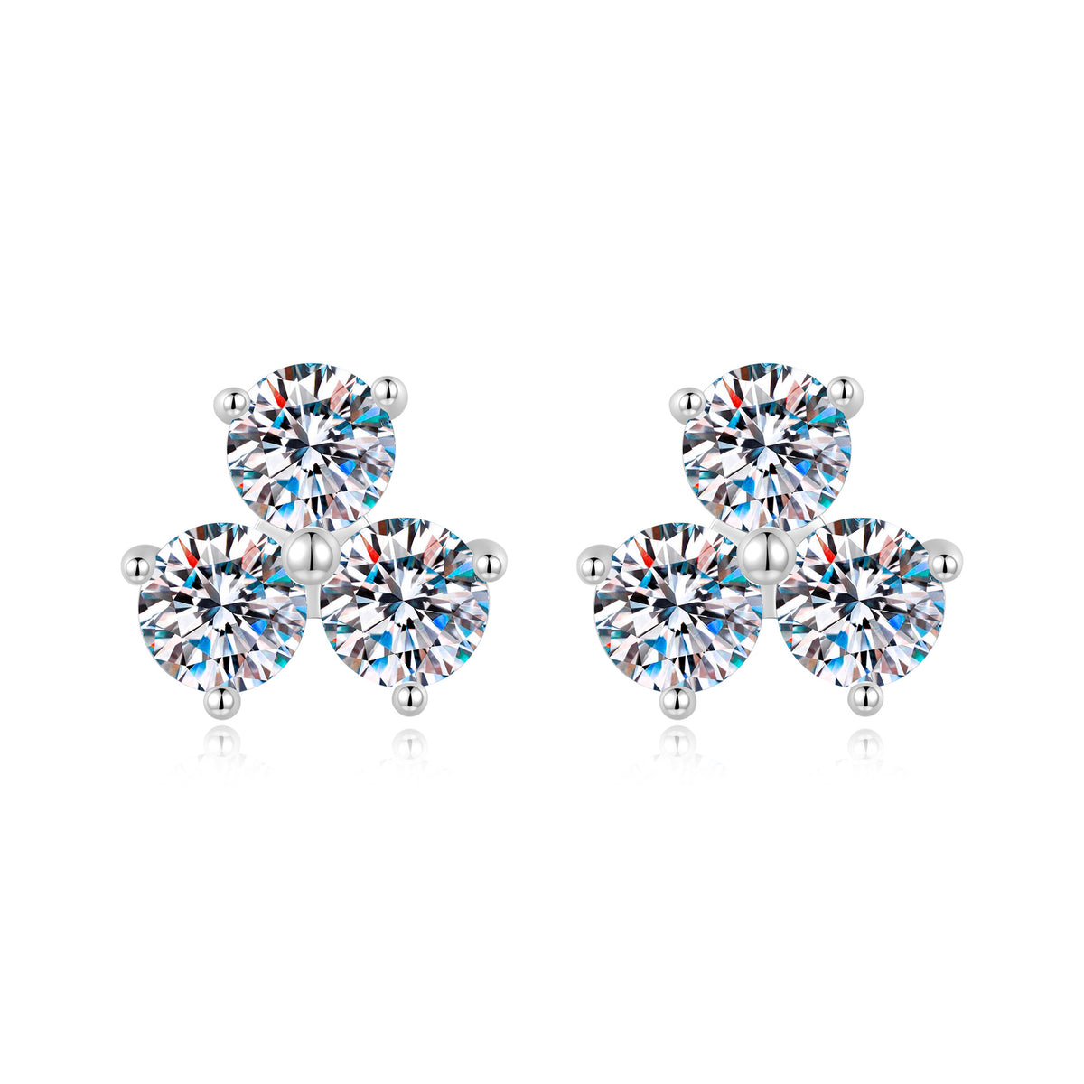 S925 Silver Moissanite Clover Stud Earrings