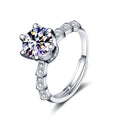 S925 Sterling Silver Bamboo Six-Claw Ring Moissanite Ring