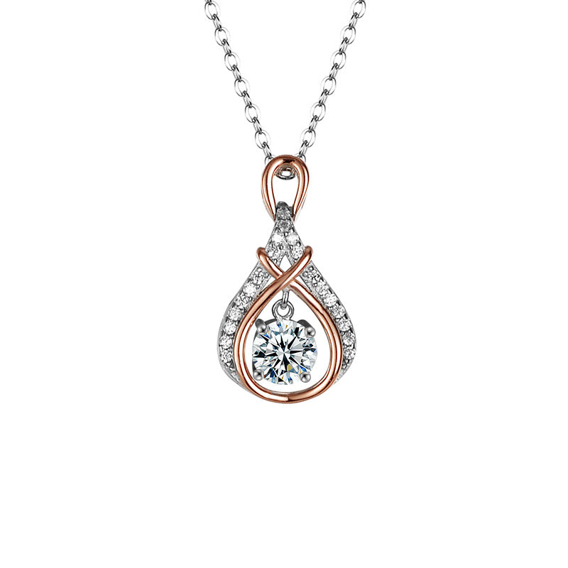 S925 Sterling Silver Moissanite Beating Heart Water Drop Pendant Necklace