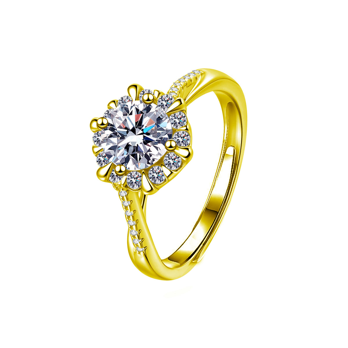 925 Sterling Silver Moissanite Snowflake Ring