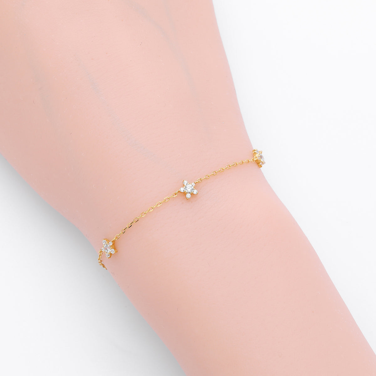S925 Sterling Silver Pentagram Bracelet with Zirconia