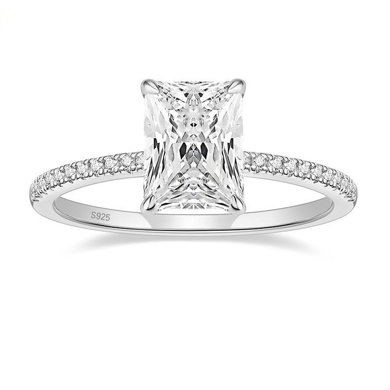 S925 silver set with 7 × 9mm Redeen zircon light luxury ring