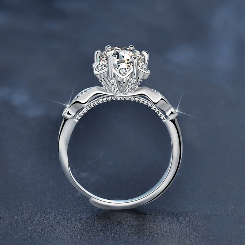 925 Sterling Silver Six-Pointed Star Moissanite Ring