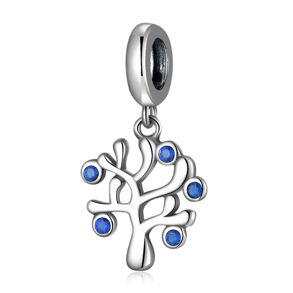 S925 Sterling Silver Blue Zircon Tree of Life Pendant