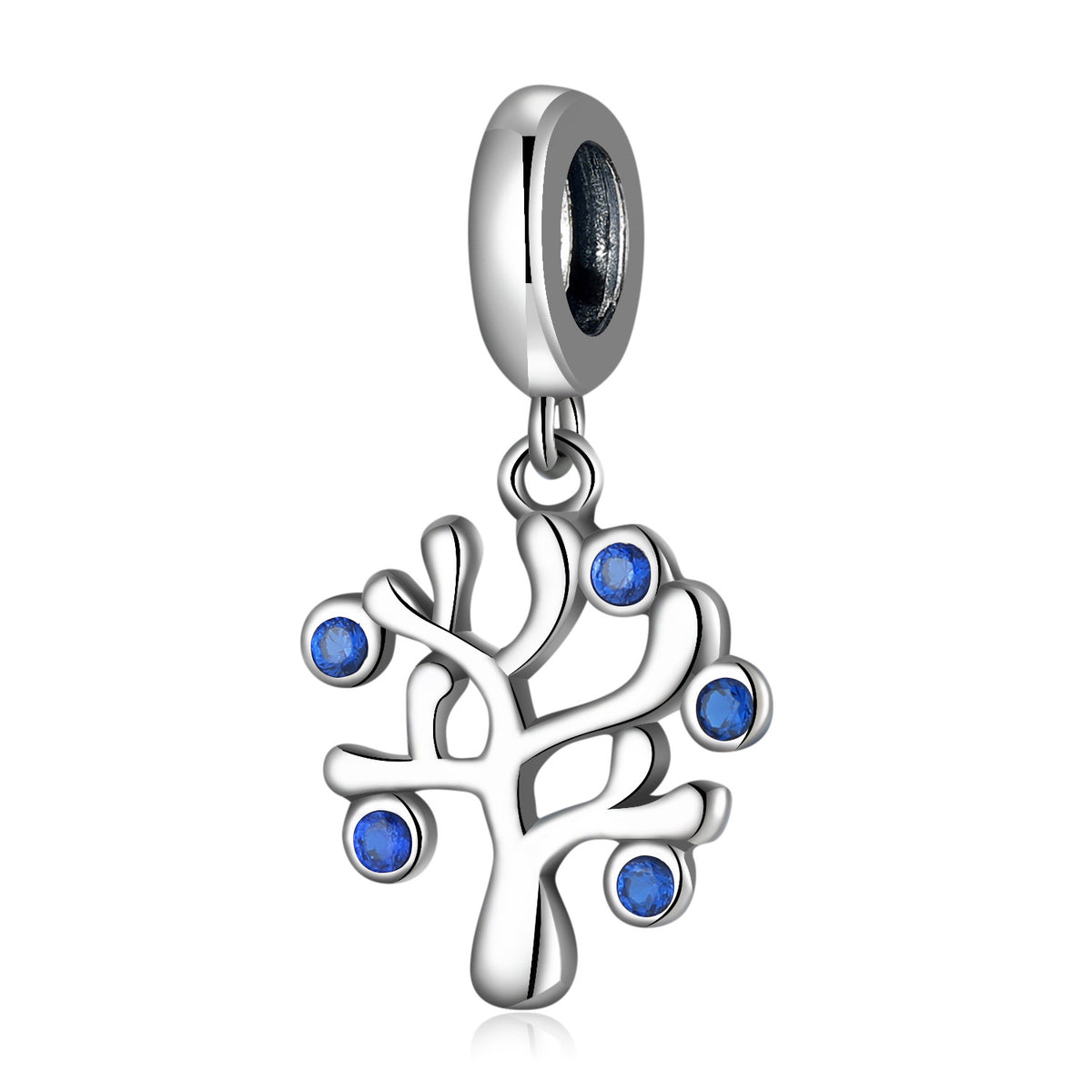 S925 Sterling Silver Blue Zircon Tree of Life Pendant