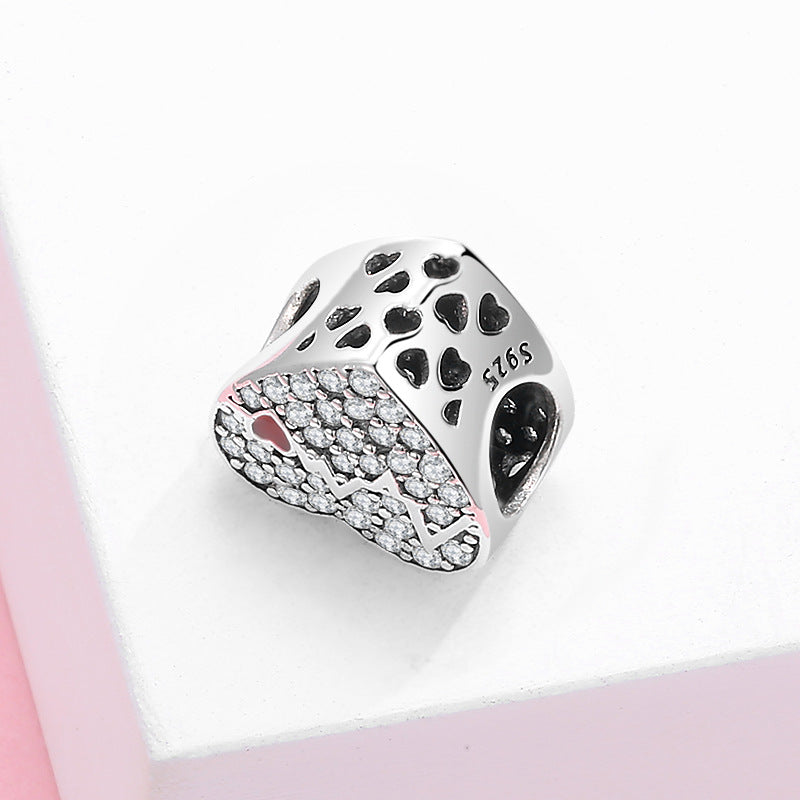 S925 Sterling Silver Loving Heart ECG Diamond Beaded Zircon Pendant