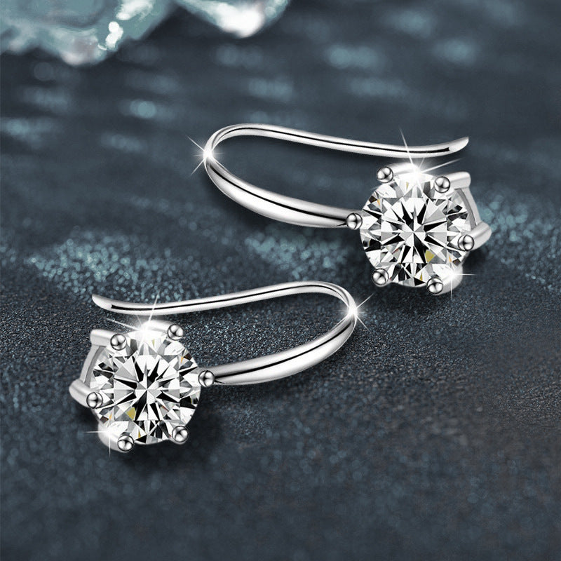 Moissanite Classic Six-Prong Earrings in 925 Sterling Silver