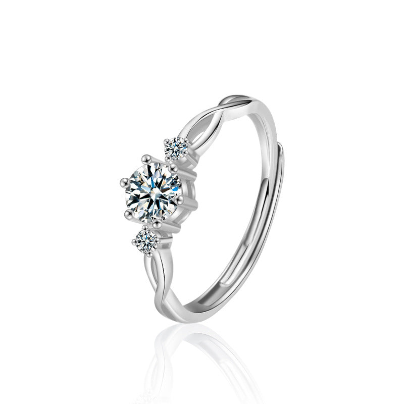 925 Sterling Silver Spiral Moissanite Couple Ring