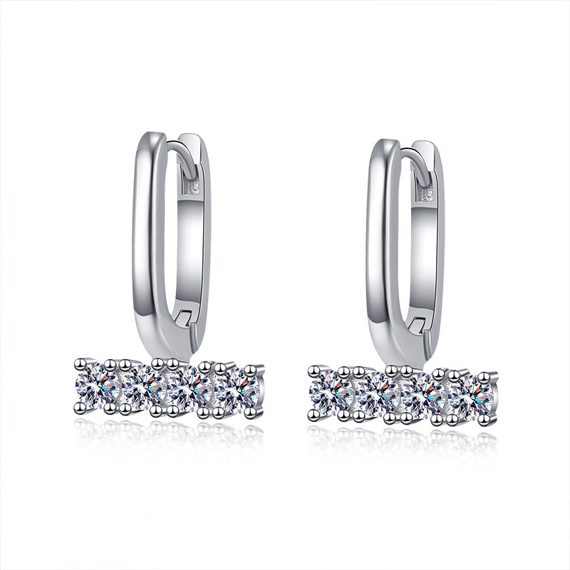 Moissanite & 925 Sterling Silver Stud Earrings — Unique U-Shaped Design