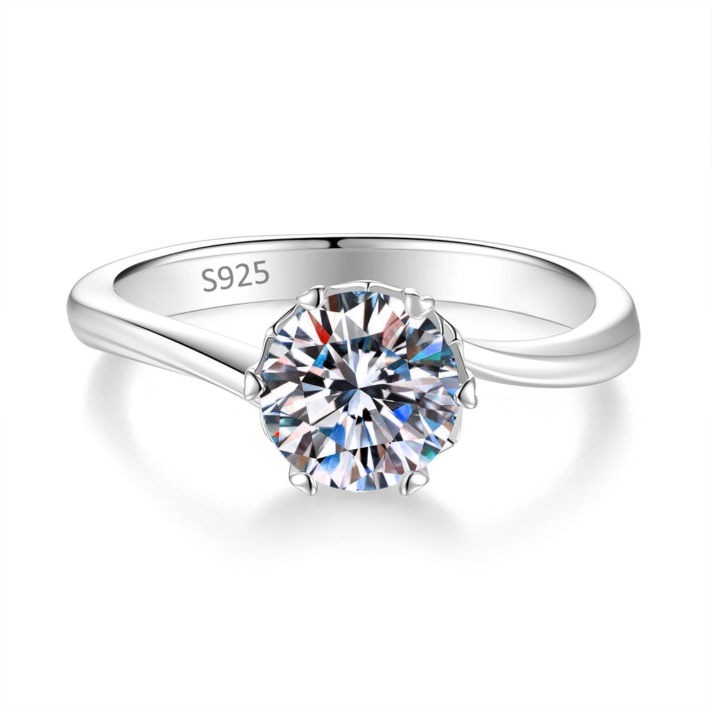 S925 Silver Six-Prong Moissanite Ring