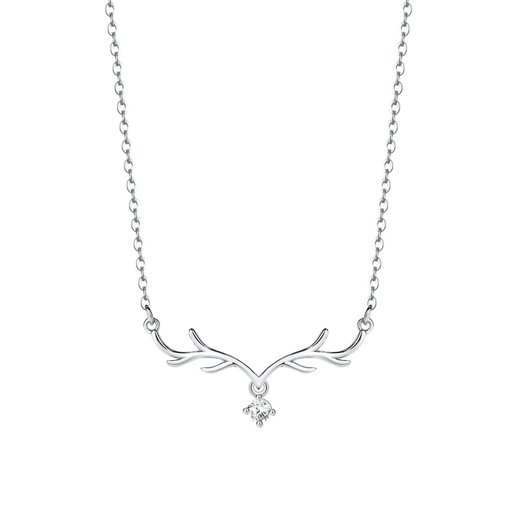 S925 Sterling Silver "Always with You" Antler Christmas Necklace