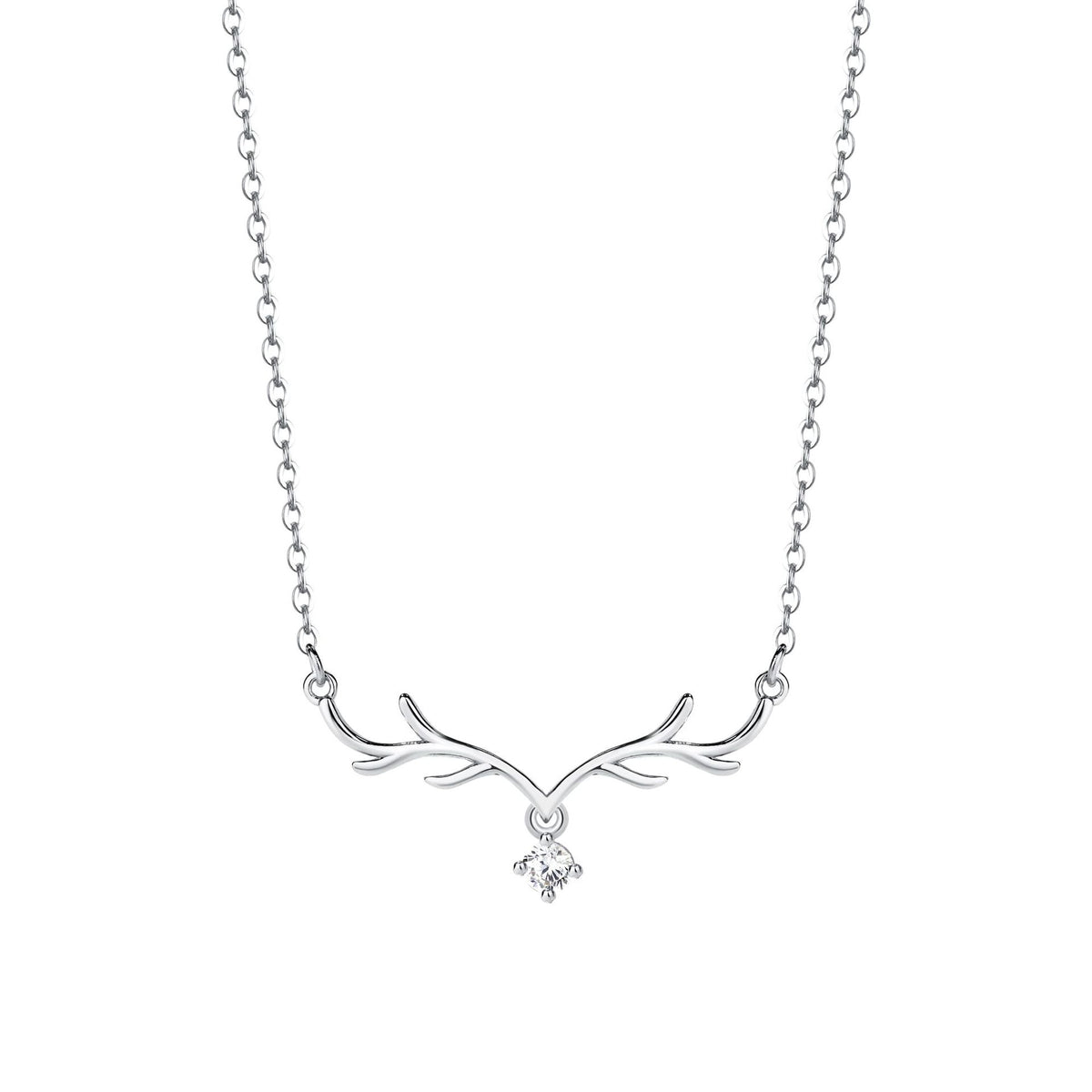 S925 Sterling Silver "Always with You" Antler Christmas Necklace
