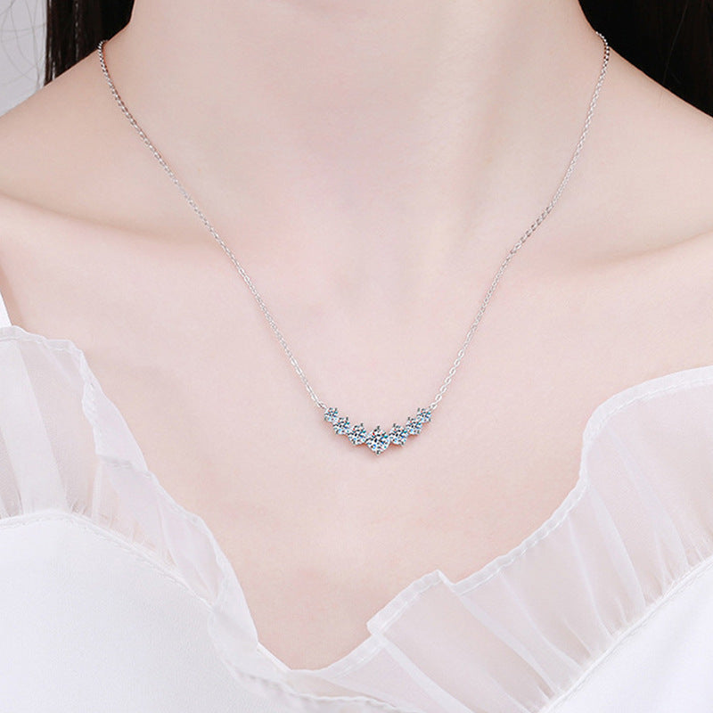925 Sterling Silver Seven Moissanite Necklace