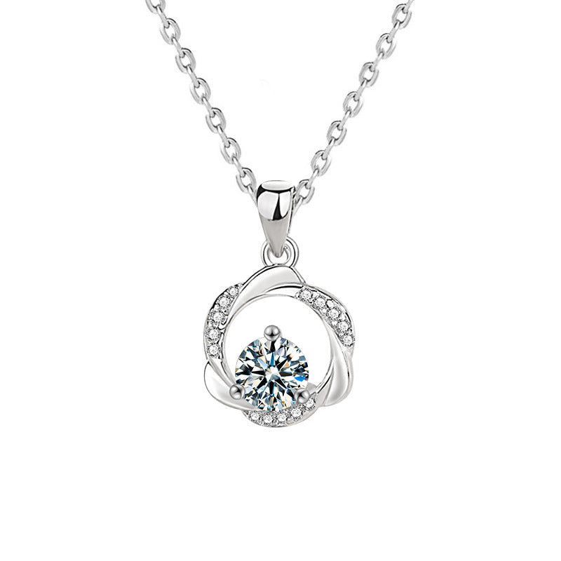 S925 Sterling Silver Moissanite Mobius Pendant Necklace