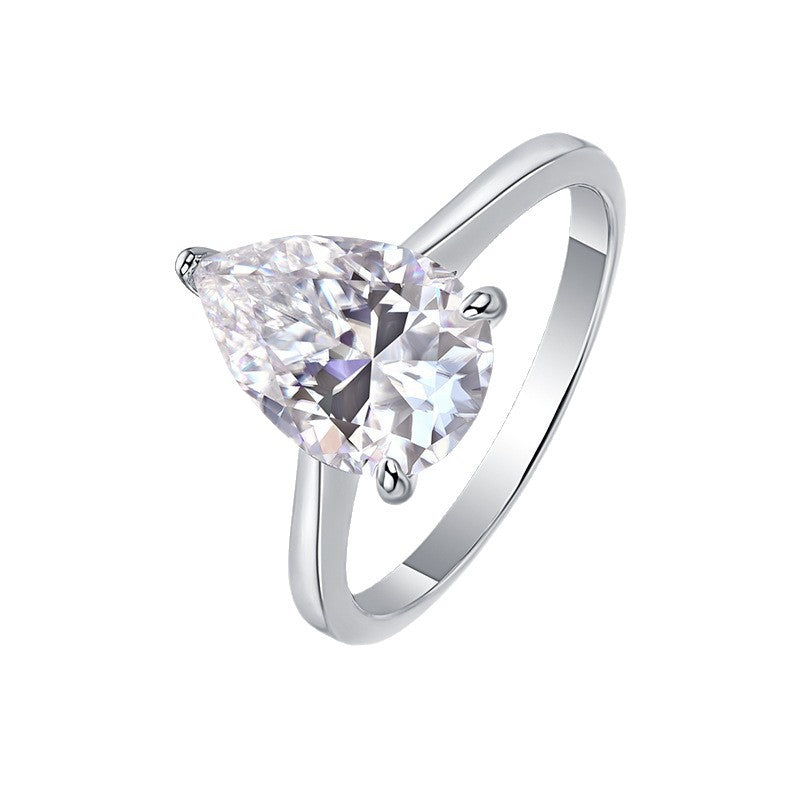 S925 Silver Ring with Fancy-Cut Moissanite