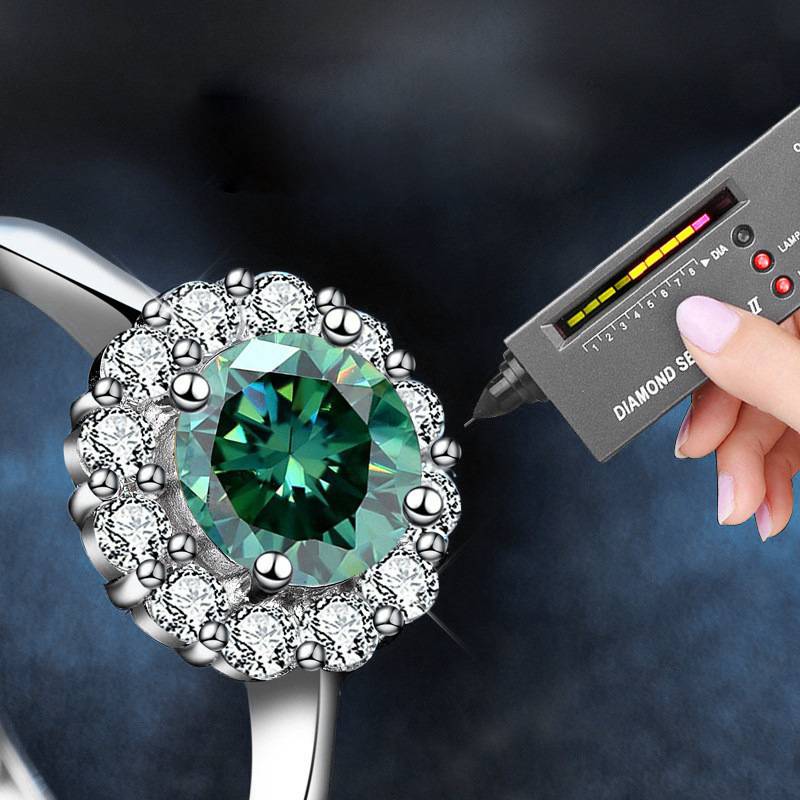 S925 Sterling Silver Moissanite Color Diamond Ring
