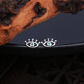 S925 Sterling Silver Halloween Green Demon Eye Stud Earrings with Eyelashes