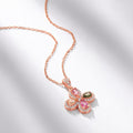 S925 Sterling Silver Four-Leaf Clover Colorful Tourmaline Pendant Necklace
