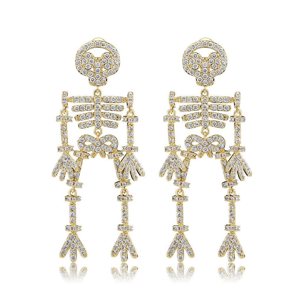 S925 Sterling Silver Halloween Novelty Bleeding Skull Earrings