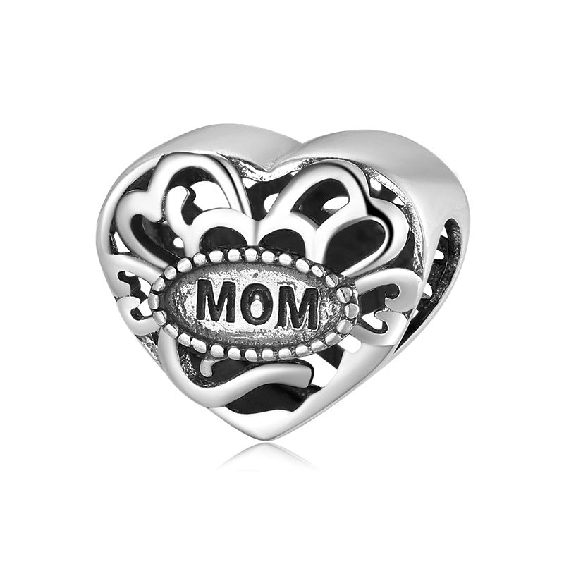 S925 Sterling Silver Hollow Love Beaded Mother's Day Gift Pendant