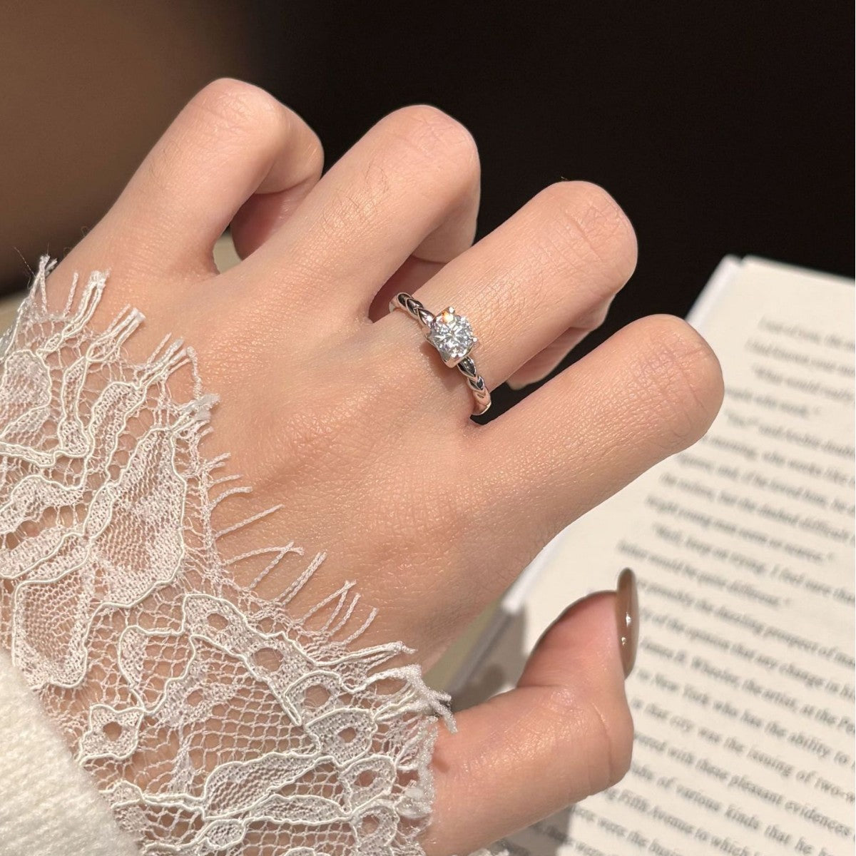 S925 Silver Colored Moissanite Bull-Head Ring