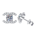 925 Sterling Silver "Double C" Moissanite Stud Earrings — Simple & Sophisticated