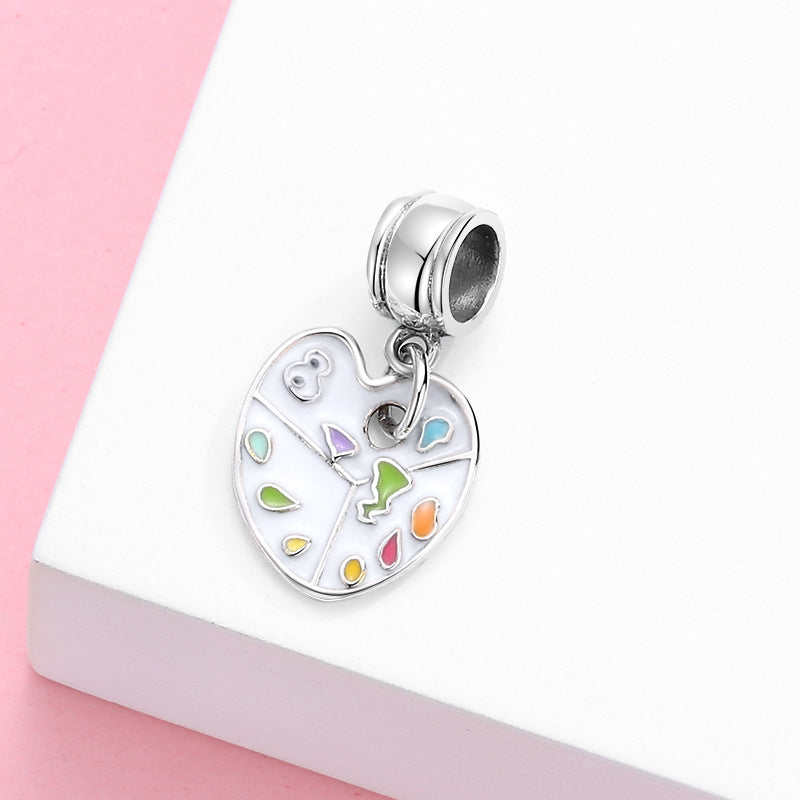 S925 Sterling Silver Heart Shape Palette Pendant