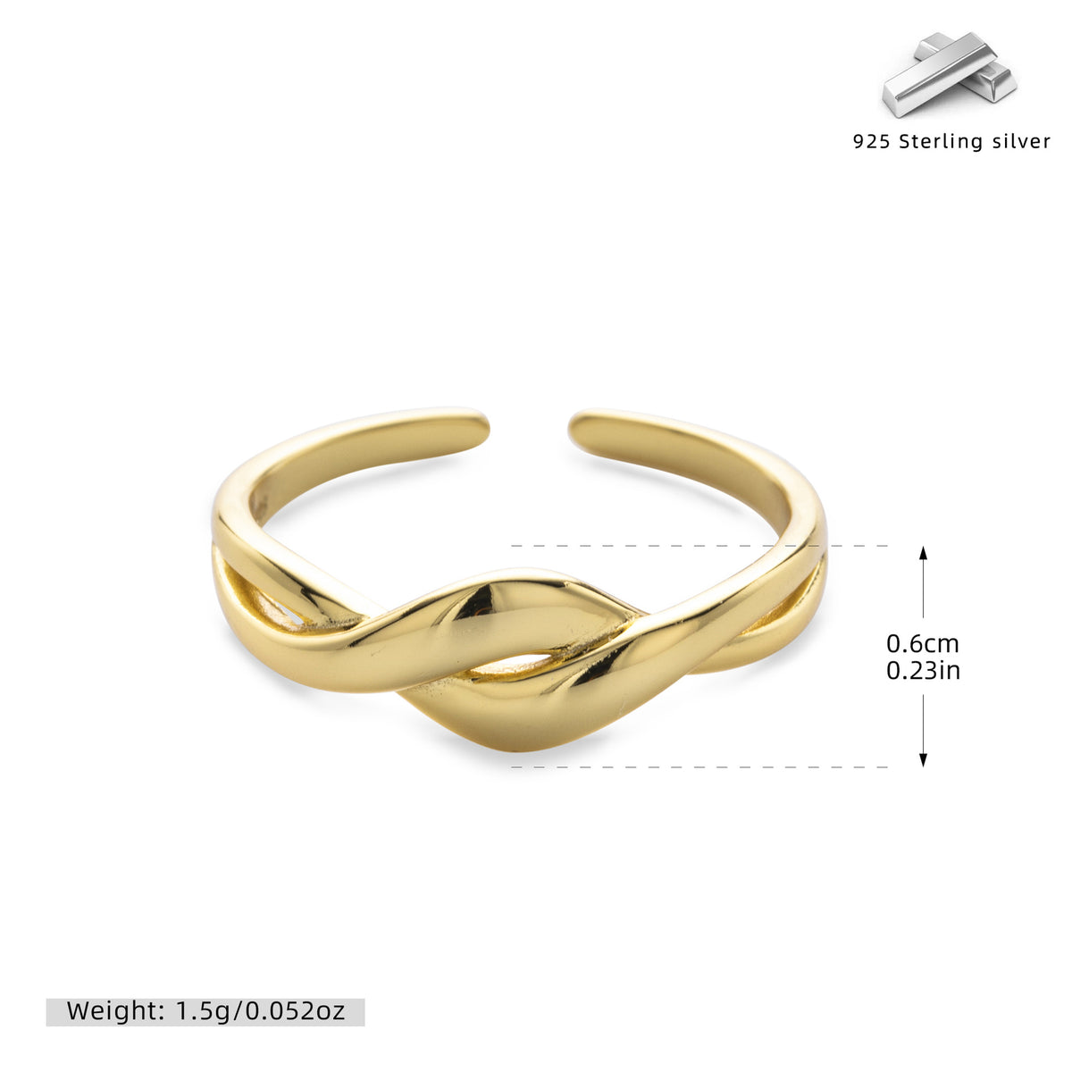 S925 Sterling Silver Ring, Stylish and Unique Plain Wave Pattern