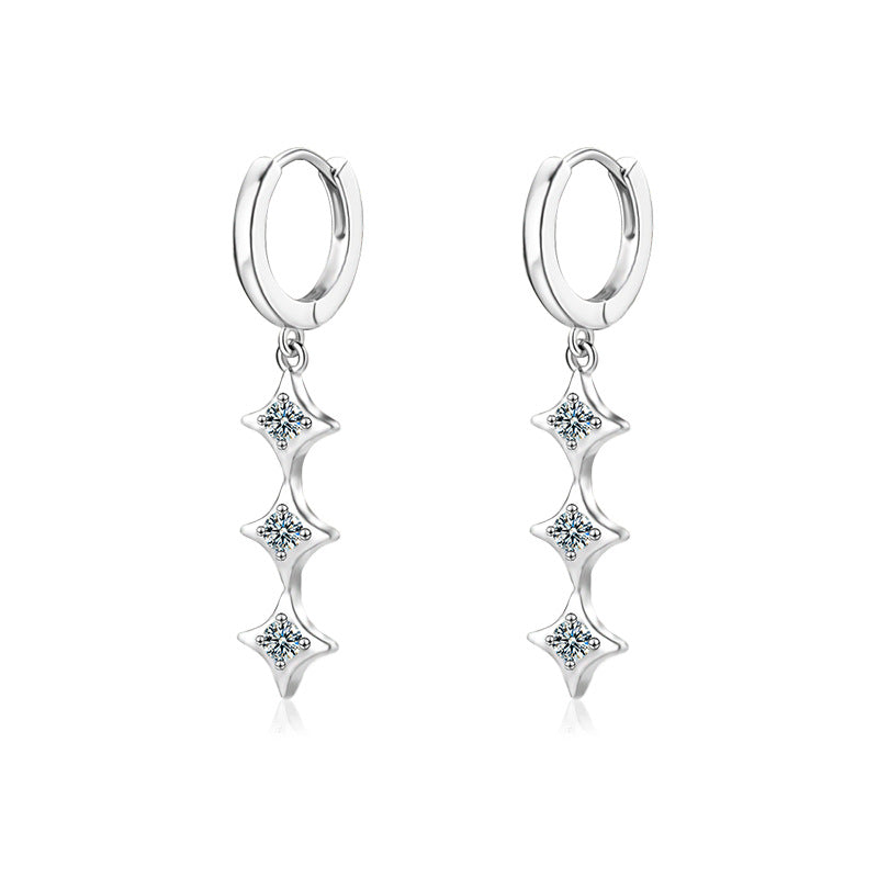 Stylish & Elegant Moissanite 925 Silver Long Tassel Stud Earrings