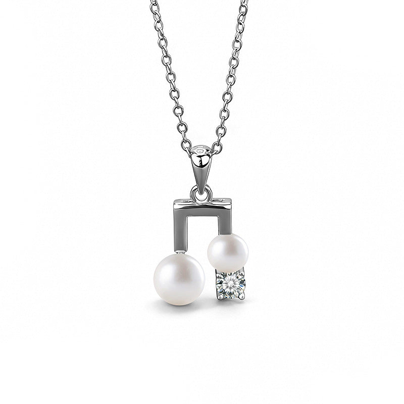S925 Sterling Silver Moissanite Pearl Necklace