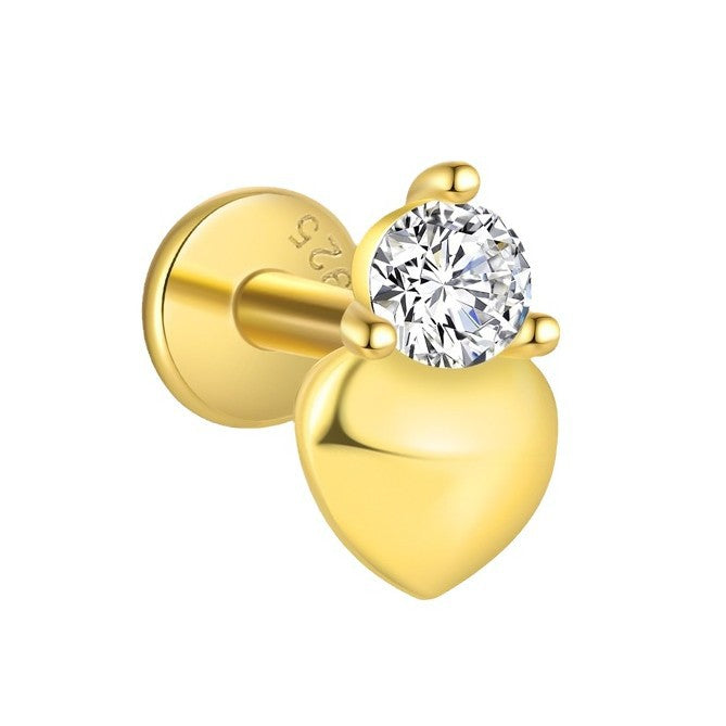 S925 Sterling Silver Flat-Back Zircon Stud Earrings