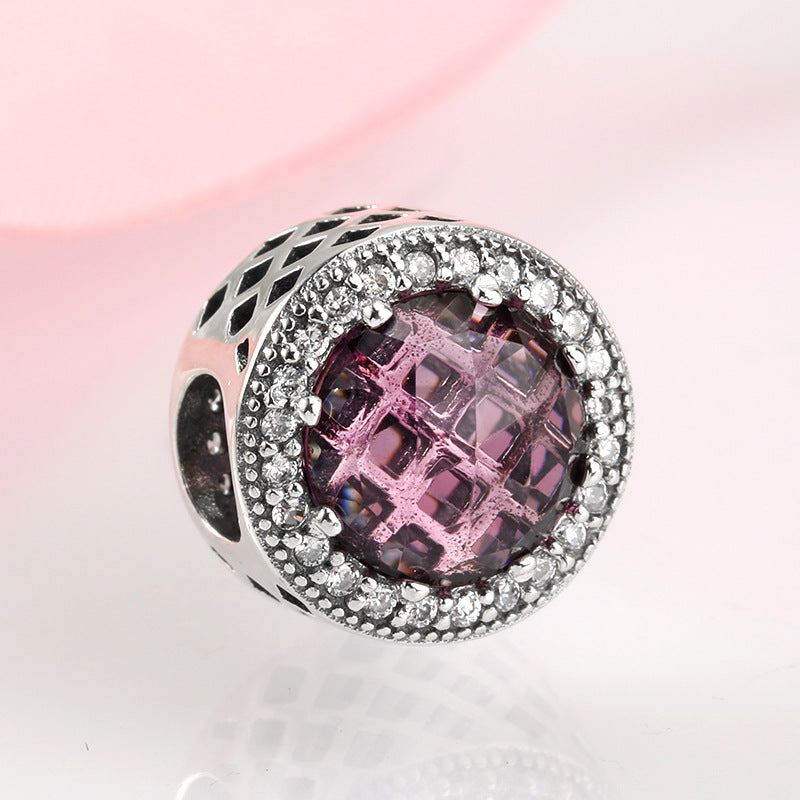 S925 Sterling Silver Beads Classic Color Zircon Snowflake Pendant