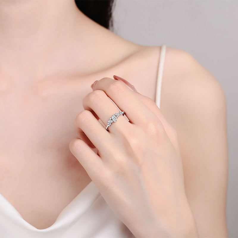 S925 Sterling Silver Starry Sky Moissanite Ring