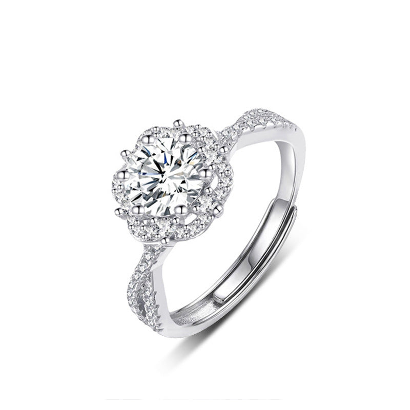 925 Sterling Silver 1 Carat Moissanite Open Ring
