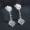 925 Sterling Silver Classic Four-Prong Moissanite and Natural Freshwater Pearl Stud Earrings