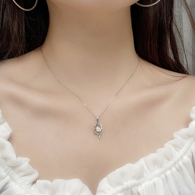 S925 Sterling Silver Moissanite Angel Wings Necklace