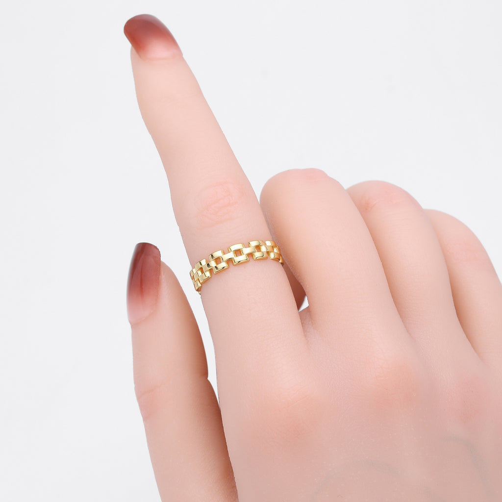 European and American retro S925 sterling silver chain ring, versatile, trendy, fashionable hip-hop style watch strap ring