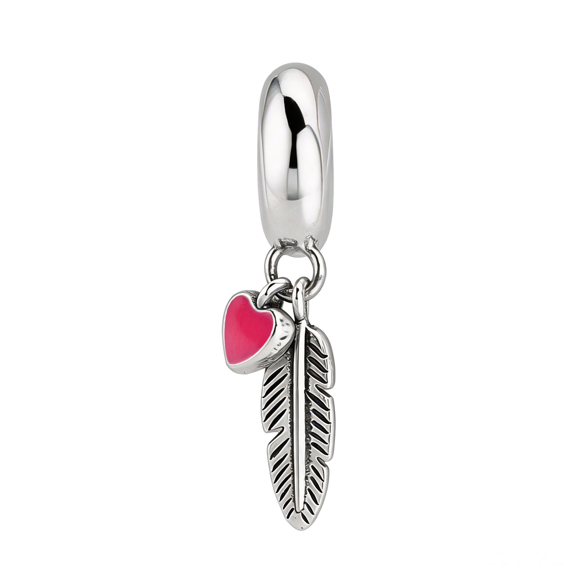 S925 Sterling Silver Feather Love Pendant