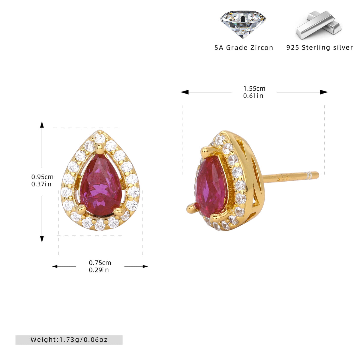 European and American style double-layer zircon earrings and light luxury zircon necklace