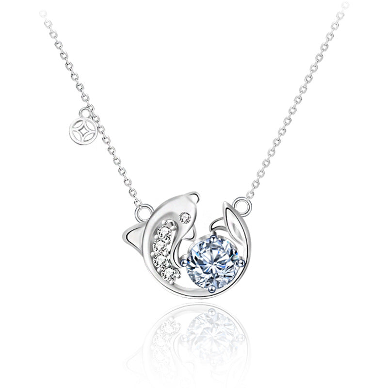S925 Sterling Silver Moissanite Fancy Carp Pendant Necklace
