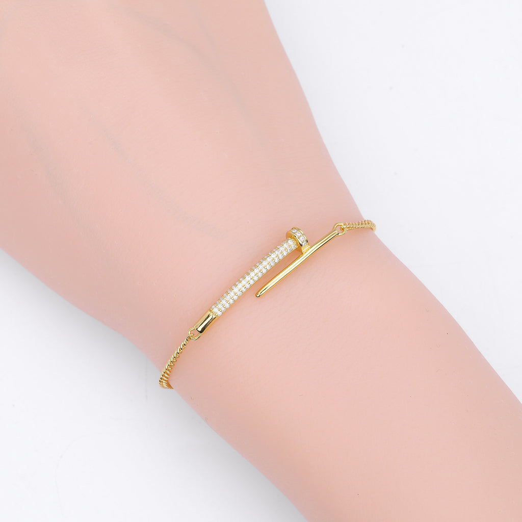 S925 Sterling Silver Studded Bracelet with Zirconia