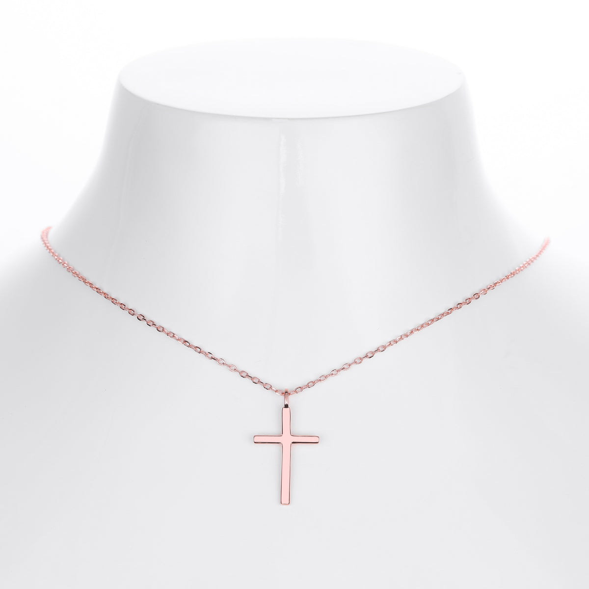 S925 Sterling Silver Simple Polished Cross Necklace