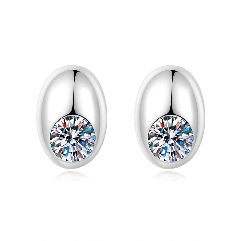 S925 Sterling Silver Oval Moissanite Stud Earrings